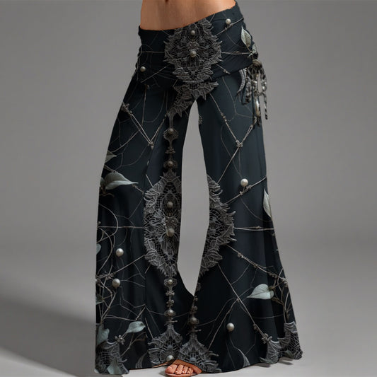 Pantalon taille haute à jambes larges