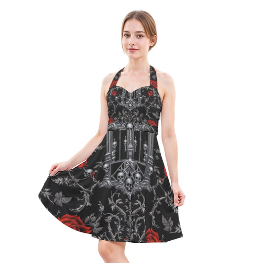 Robe patineuse licou sans manche pour femmes
