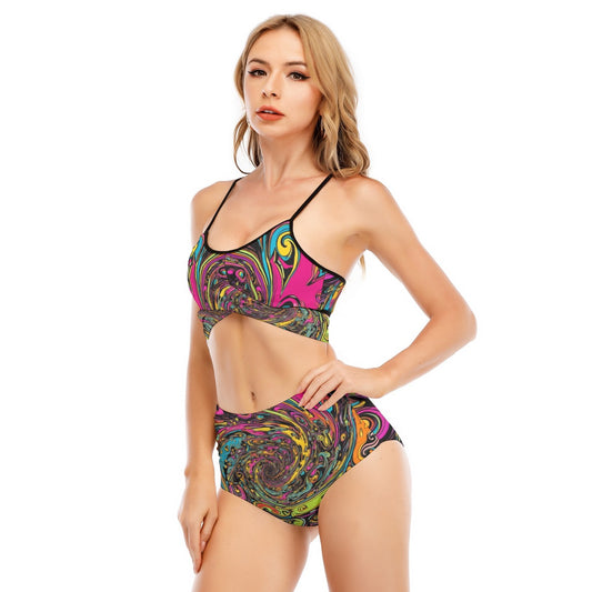 Maillot de bain bikini avec bretelles croisées
