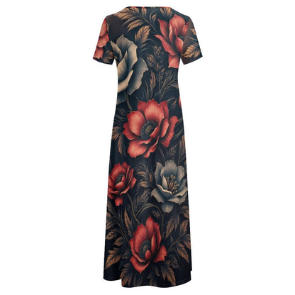 Round neck short sleeve dress Short Sleeve Round-Neck Long Dress