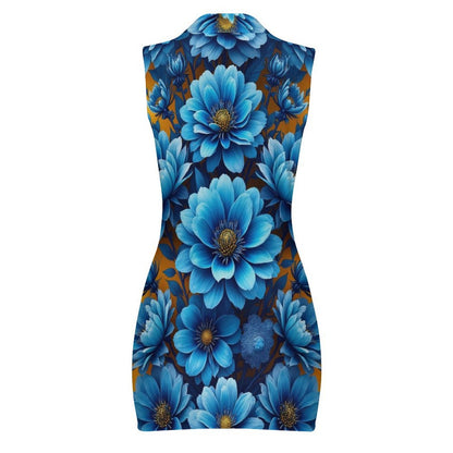 Robe Mini Moulante Zippée sans Manches