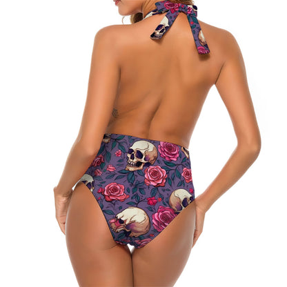 Maillot de bain une pièce en V profond pour femmes