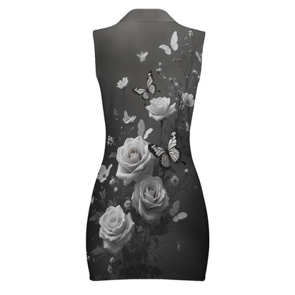 Robe Mini Moulante Zippée sans Manches