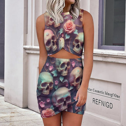 Slim wrap hip skirt Navel-Baring Cross-Fit Hip Skirt