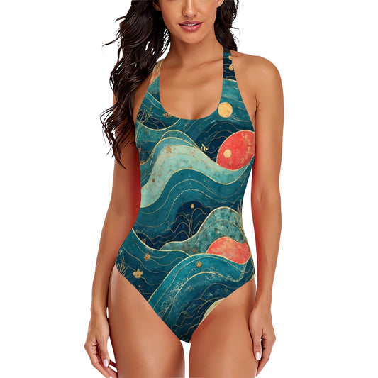 Maillot de bain une pièce à dos croisé pour femmes
